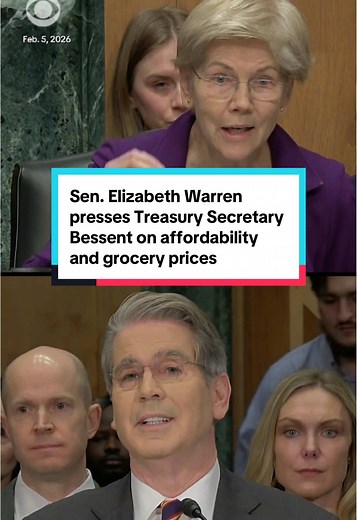 Treasury Secretary Scott Bessent testified to the Senate Banking Committee about U.S. financial stability on Thursday, where Sen. Elizabeth Warren (D-MA) pressed Bessent on affordability issues and the price of groceries. “It’s not just groceries,” Warren, the ranking member on the committee, told Bessent. “The numbers from Trump’s own economic agency show that Americans are paying more for utility bills, more for health care, more for housing construction.” #grocery #economy #money #shop #price
