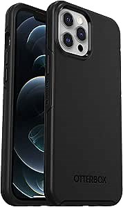 OtterBox iPhone 12 and 12 Pro Symmetry Series+ Case - Black, Ultra-Sleek, Snaps to MagSafe, Raised Edges Protect Camera & Screen