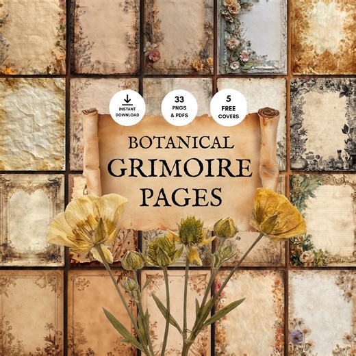 Blank Grimoire Pages, Spell Sheets, Book of Shadows, Printable Botanic Paper, Witchy Backgrounds - Etsy Canada