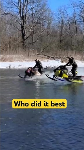 Skipping Snowmobiles Across a River
