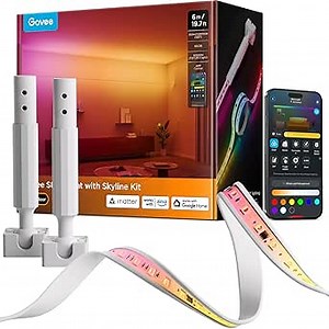 Govee Strip Light with Skyline Kit, 19.7ft Smart LED Strip Lights Compatible with Alexa, Google Assistant and Matter, RGBWWIC Color Changing Light Strip, Music Sync, LED Lights for Bedroom, Party