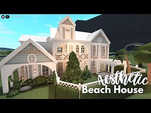 aesthetic two story beach house 💧 bloxburg exterior build tutorial!
