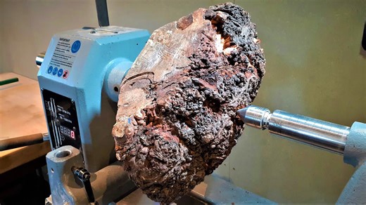 Relaxing woodturning - watch how a random burl turns into art