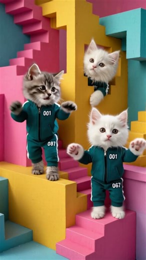 Squid Game Netflix Cute Adorable Cat Kitten Viral Short Animation