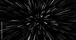 Black and white fractal burst speed lines going backward background footage 4k clip