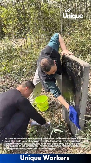 Cleaning a Tombstone: Respectful Restoration in a Bamboo Forest