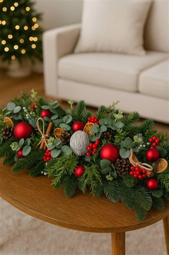 Evergreen Christmas Table Centerpiece: Holiday Home Decor - Etsy
