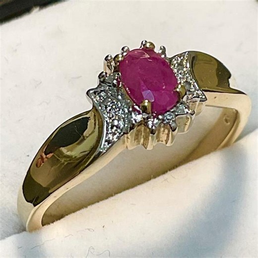 Ruby Ring With Diamonds, 14kt Gold Plated, Size 10 - Etsy