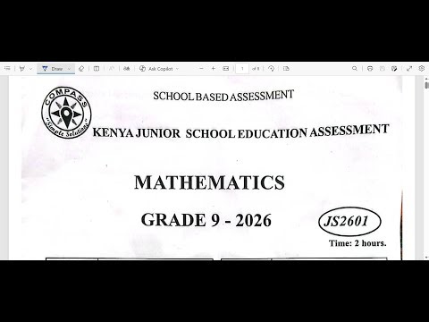 COMPASS GRADE 9 MATHEMATICS : TERM 1 2026 KJSEA PREPARATIONS