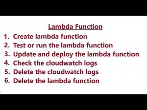 Create AWS Lambda Function: Create, Test/Run, Update, Deploy and Delete the Lambda function