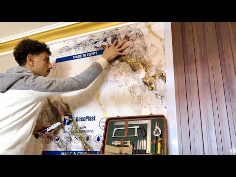 Best Way to Install Marble Panels & PVC Wood | Luxury Gold Wall Design 🔥