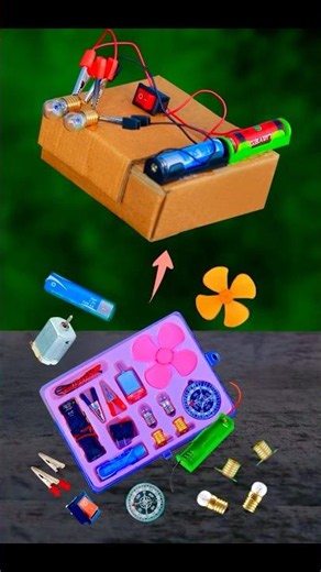1 Science experiment project item made with cardboard two bulb AA battery rocker switch #shorts