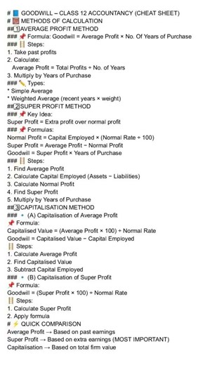 Class 12th Accoutancy - Goodwill (chapter 2) ALL FORMULAS