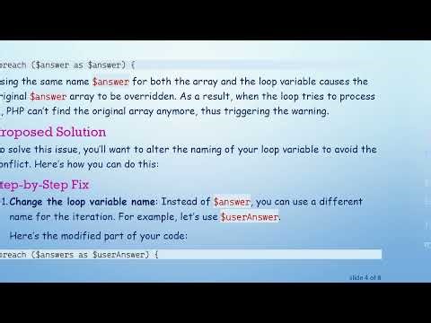 Resolving the PHP Warning in foreach When Displaying Quiz Answers