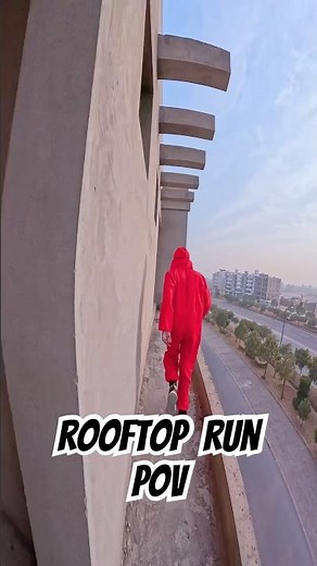 JAMAL KODU Money Heist Escape on Rooftop! Extreme Parkour POV #shortsfeed #rooftop #moneyhest