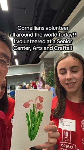🐻🎉 today is Cornell Cares Day!! Cornellians volunteer together all around the world!! I went to New Jersey, and volunteered with Cornellians at a Senior Living Center, we made arts and crafts and interacted with the residents!! I met an 100 year old, he told me about his military service during World War II!! I played Rummikub, I didn't know the rules, it was so much fun!! I also made beautiful watercolor thank you cards!! volunteering helps put everything into perspective, hearing their wonde