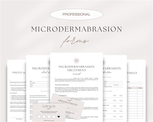 Microdermabrasion Esthetician Forms & Business Templates Bundle | Client Intake, Consent, Policies, Aftercare, Records | 12 Canva Templates - Etsy