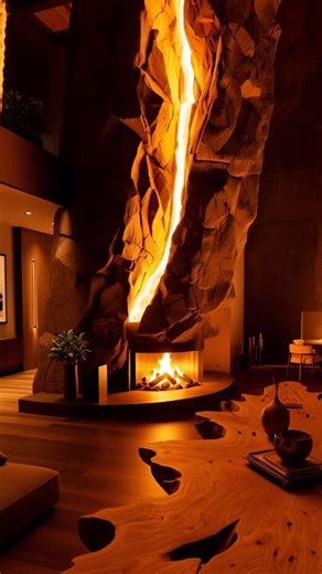 Future Design Hub on Instagram: "This stone fireplace with lava looks simply amazing! 🤯 #homedesign #rustic #interiordesign"