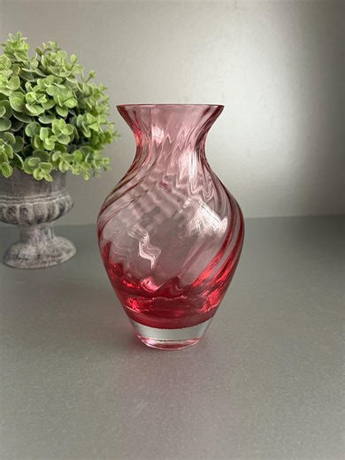 Pink Glass Vase by Caithness of Scotlan, Coloured Glass Flower Posy - Etsy