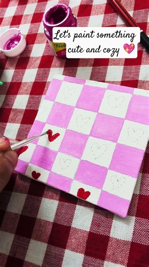 Easy Valentine’s Heart Art on canvas ✨ #shorts
