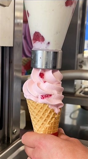 Pink Soft Serve Ice Cream Swirl Close Up