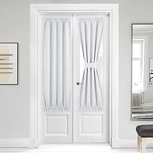 NICETOWN Front Door Curtains - Privacy Thermal Insulated Window Curtain Drapery for Living Room Bedroom Room Darkening Blinds for Patio French Door, W36 x L64 inch, 1 Panel, Greyish White