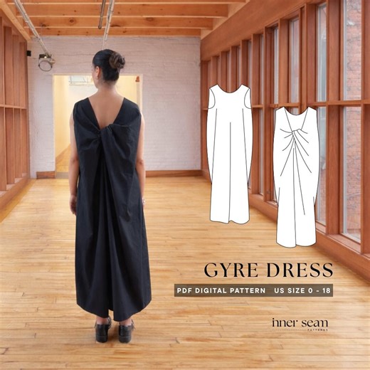 Origami Bow Back Dress Sewing Pattern | Modern Midi (PDF Pattern, US 0-18) - Etsy