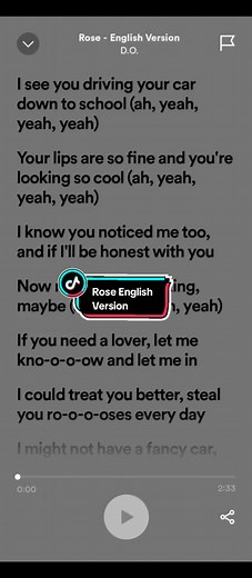Rose English Version-D.O. Lyrics Song