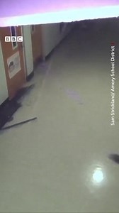 Surveillance video footage from a Mississippi high school in the US showed the moment a deadly tornado hit. https://bbc.in/3K8P0xv | BBC News