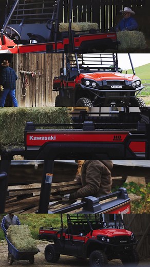 Transporting heavy loads just got easier with the #KawasakiMULE PRO-FX 1000 HD EDITION. This reliable side x side features a massive 20 square-foot cargo bed with a self-leveling rear suspension that can haul any loads with the tailgate shut. #KawasakiSTRONG #GoodTimes