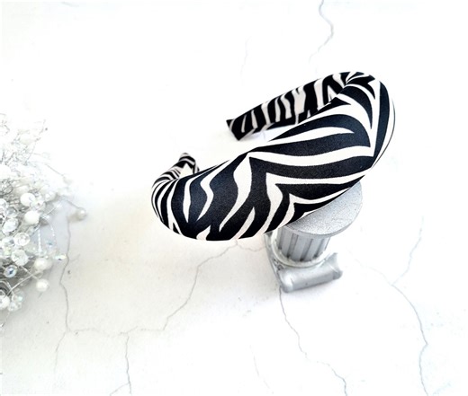 Zebra Print Padded Headband, Black and Beige, 4cms Wide - Etsy