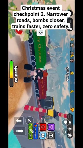 Christmas event checkpoint 2. Narrower roads, bombs closer, trains faster, zero safety. #shorts