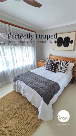 The finishing touch makes all the difference. ✨ At Origin Design and Décor, we design and install custom curtains that elevate and complete the look of any room. Elegant design, flawless fit, and quality that lasts - that’s the Origin difference. . . . #origindesignanddecor #customcurtains #interiordecor #bedroomdesign | Origin Design and Dècor