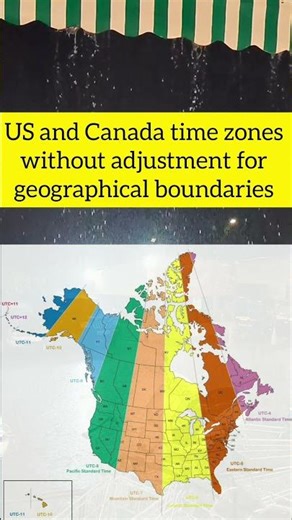 US and Canada time zones without adjustment for geographical boundaries #map #data #facts #datapoint
