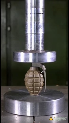 ​😲What Happens If You Crush a Hand Grenade? (Don't Blink!) #satisfying #hydraulicpress #asmr #shorts