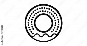 Donut outline icon animation footage/video. Hand drawn like symbol animated with motion graphic, can be used as loop item, has alpha channel and it's at 4K video resolution.