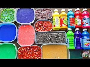 Slime Smoothie Mixing Old Slime and Color Paint - Oddly Satisfying Mix