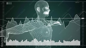 Data and report statistics, animation with graph diagrams.