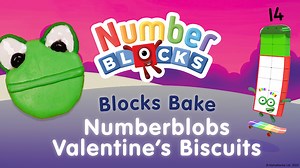 10K views · 19 reactions | The 14th of February is around the corner.  Fourteen is celebrating with the Numberblobs and making extremely yummy cookies!  Will you be baking a Numberblocks treat this Valentine's Day?  Watch more number fun bakes and makes on our YouTube channel  https://bit.ly/3dTS6Ey | Numberblocks | Facebook