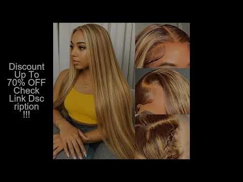 427 Highlight Ombre Straight Human Hair Wigs 13X6 Hd Lace Frontal Wig Honey Blonde Colored Brazilian