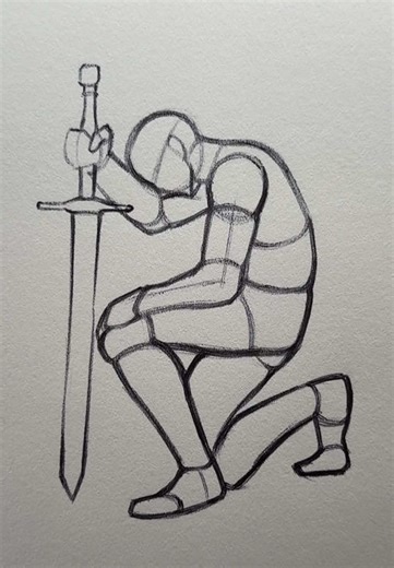 How to Draw a Kneeling Knight Pose Step-by-Step