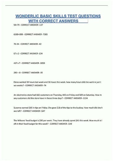 Latest Updated Wonderlic SLE Test study guide with complete solutions Latest 508 video