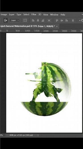 Photoshop Double Exposure Effect 🍉 Samurai Watermelon Tutorial #shorts