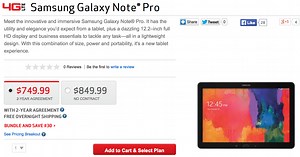 Verizon Galaxy Note Pro 12.2 Price is Out of Reach