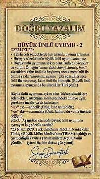 DOĞRU YAZALIM -11- Büyük Ünlü Uyumu - 2 #türkçemiz #serapdemirtürk