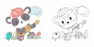 Panda Clipart Multicolored and Black and White. Beautiful Clip Art...