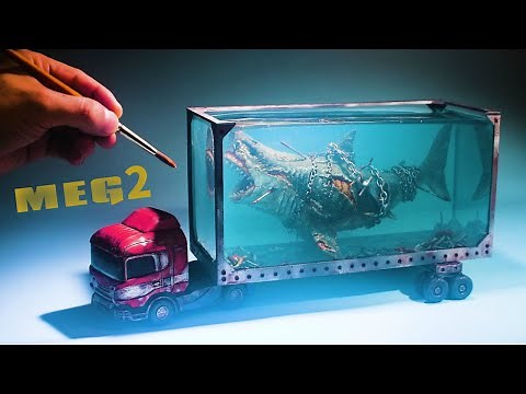 How To Make Megalodon shark transported in a giant fish tank Diorama/Clay/Epoxy resin/The MEG2
