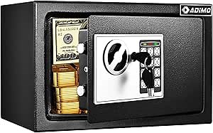 ADIMO Safe Box for College Dorm Room with Fireproof Waterproof Bag, Money Safe with Keys & Pass Code & Wall Mount Kits, Hidden Home Safe for Money, Jewelry, and Documents-0.5 Cubic Feet