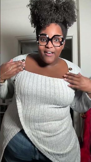 I’m so in love with this sweater top! #plussize #plussizesweater #asymmetricaltop #tiktokshopfashion