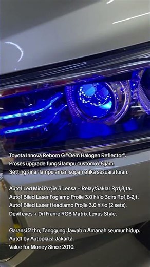 Toyota innova reborn solusi lampu mobil trang fokus tmbus hujan no silau Auto1 Biled Laser Proji 3.0